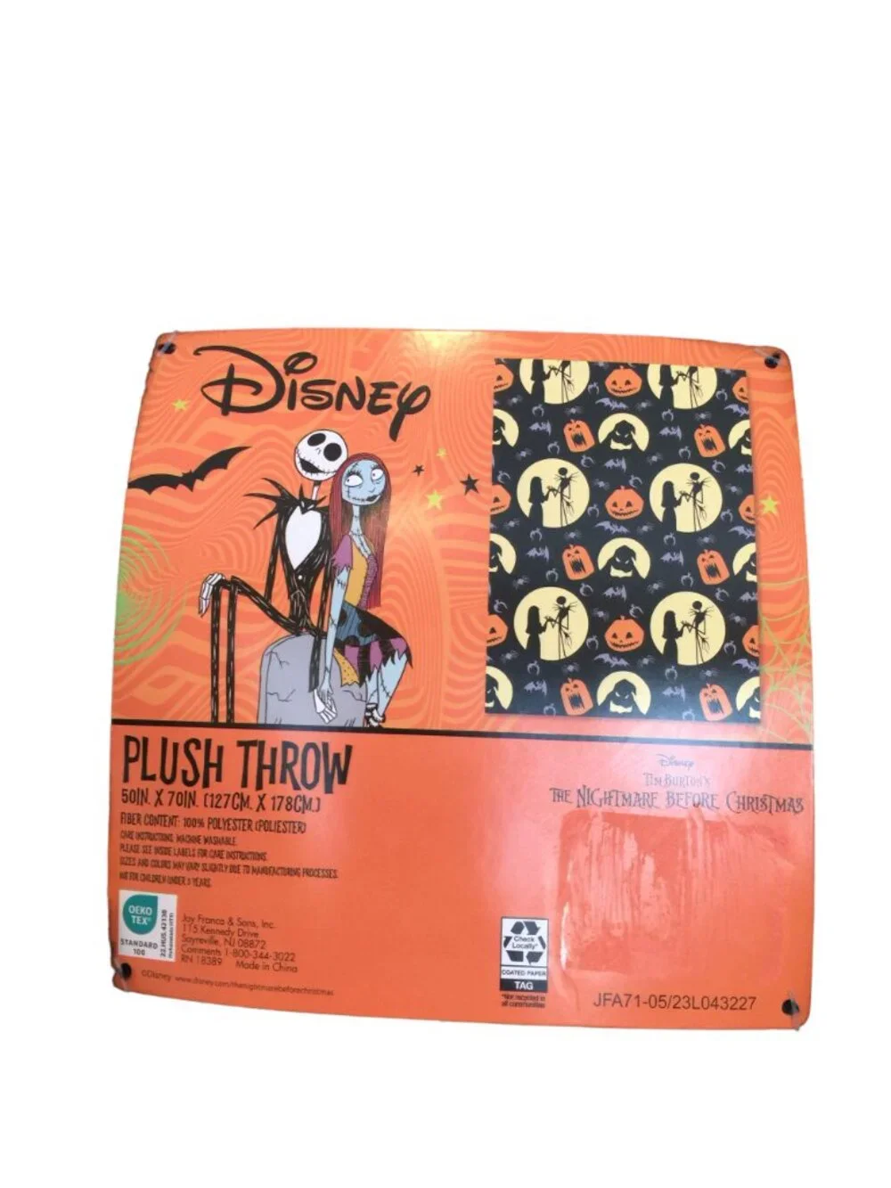 Disney The Nightmare Before Christmas Jack Sally Moonlight Plush Throw